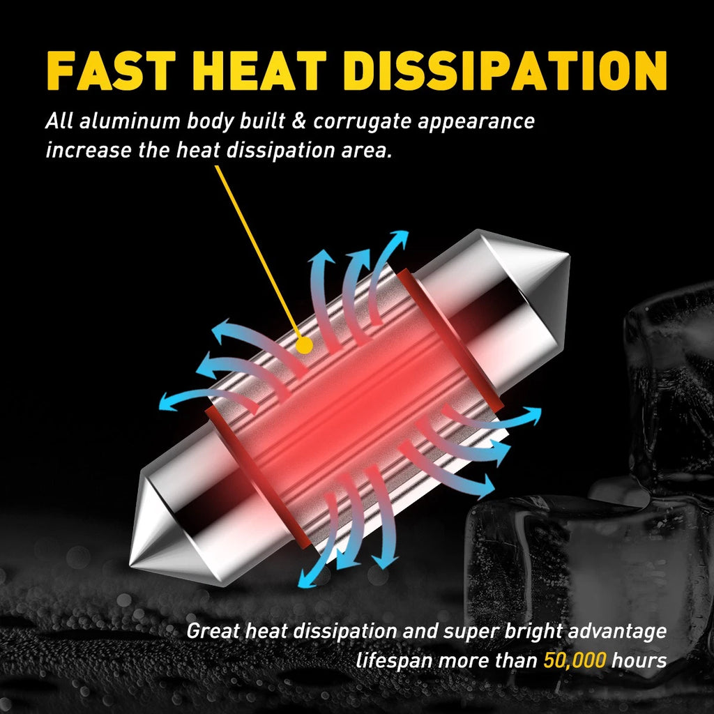 2x 31mm C5W Festoon LED Interior Dome & License Plate Bulbs 6500K