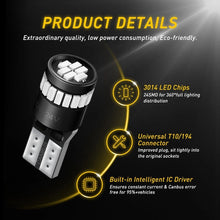 Load image into Gallery viewer, AUXITO 6000K W5W T10 168 LED globe Light Bulb Number License Plate Indicator A