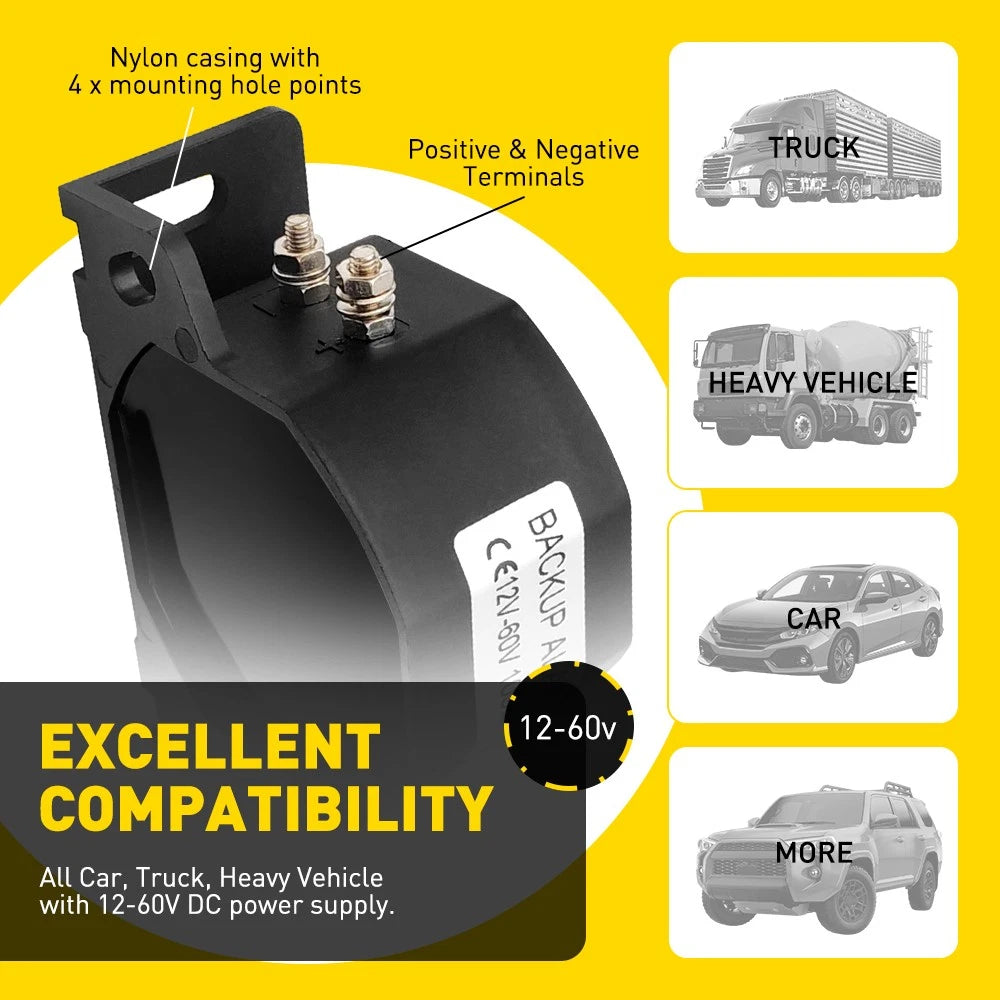 REVERSING SQUARKER BEEPER ALARM 12V 24V CONSTRUCTION ROAD WHITE NOISE BA105 NEW