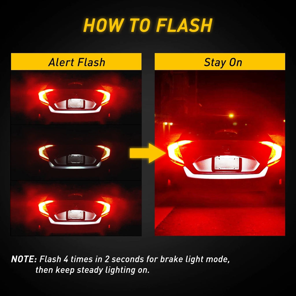 2-10x AUXITO 7443 7440 RED LED BRAKE STOP TAIL LIGHT BULBS GLOBE BRIGHT NEWA