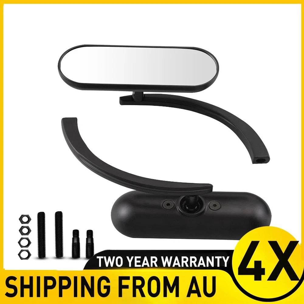 4x Motorcycle Black Mini Oval Rear View Mirror For Honda Suzuki FLS Softail Slim