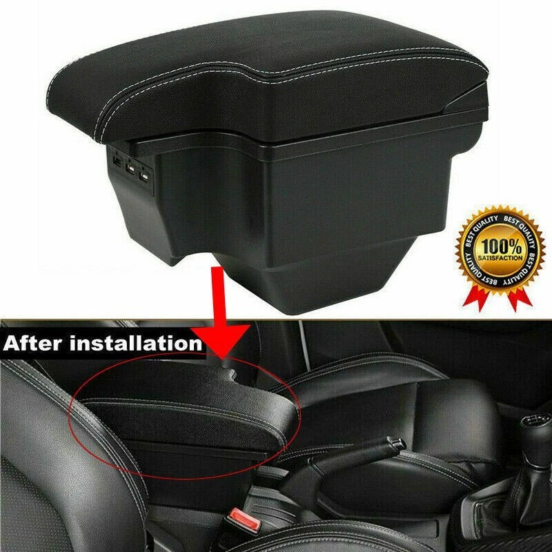 For MG ZS 2017-2023 Car Center Console Armrest Box Storage Case PU Leather Black