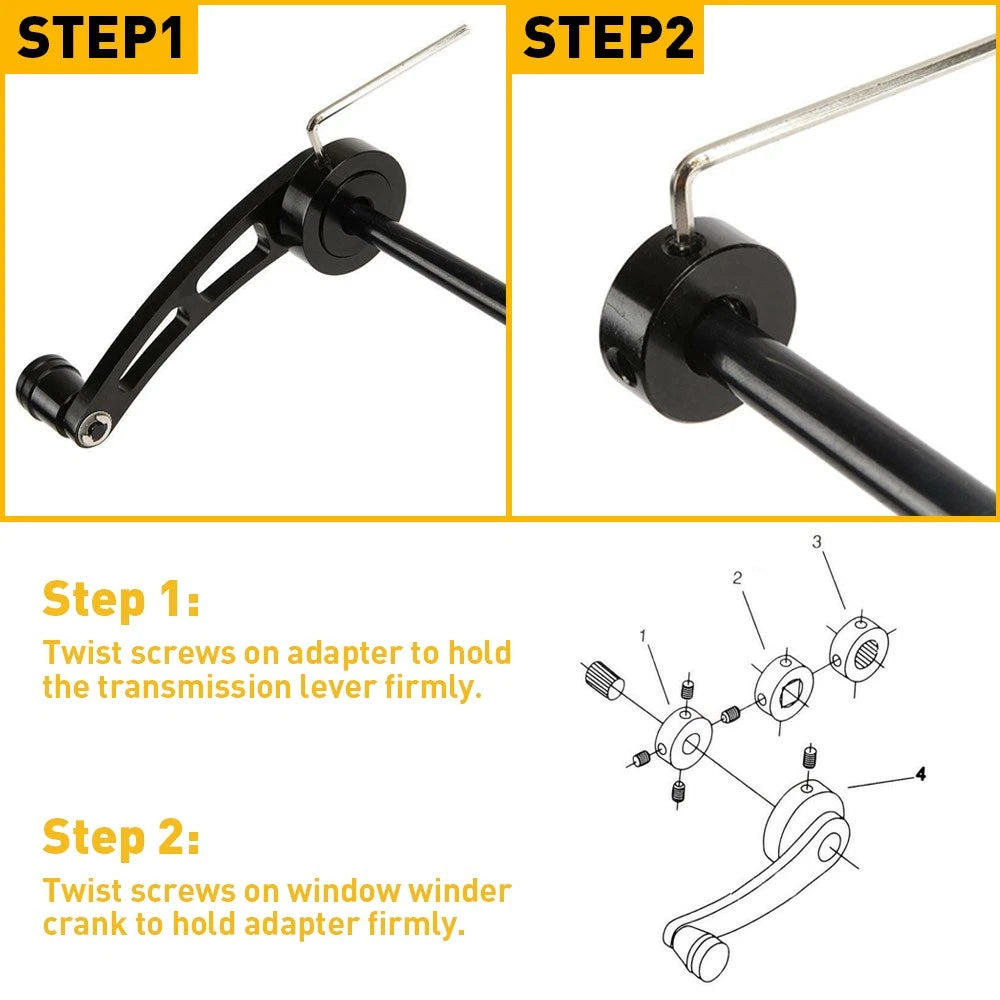 Pair Aluminum Manual Billet Car Window Crank Handle Winder Lever Kit Universal