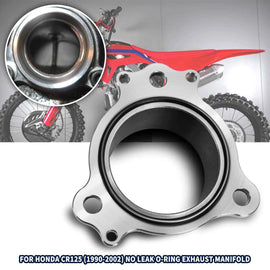 CNC NO LEAK O-ring Exhaust Manifold Flange Silver For Honda CR125 1990-2002 ST