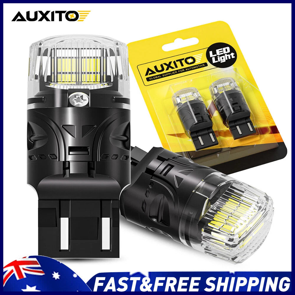 2X T20 7443 7440 W21/5W WHITE LED BRAKE STOP LIGHT BULBS GLOBE BRIGHT ERROR FREE