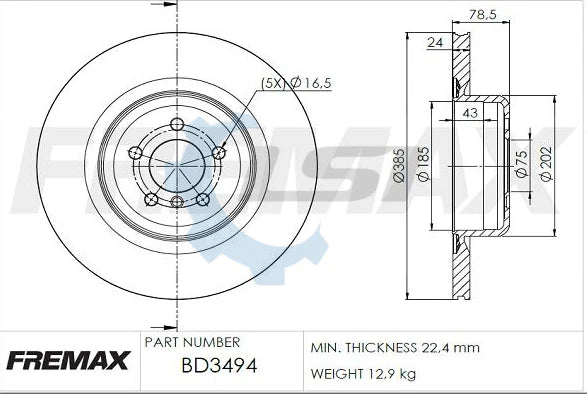 Fremax Rear Disc Rotors for BMW X5 M E70 4.4 2009-2013