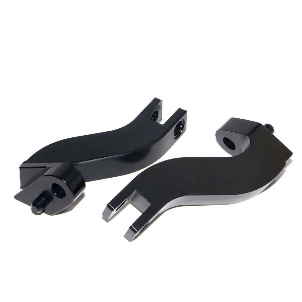 Pair Passenger Foot Peg Mounts Brackets Black For Harley Touring FLHT 93-2023 ST