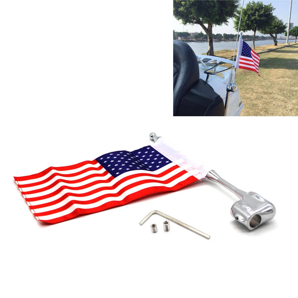 For Honda Goldwing GL1800 2001-2011 Motorcycle USA American Flag & Flag Pole ST
