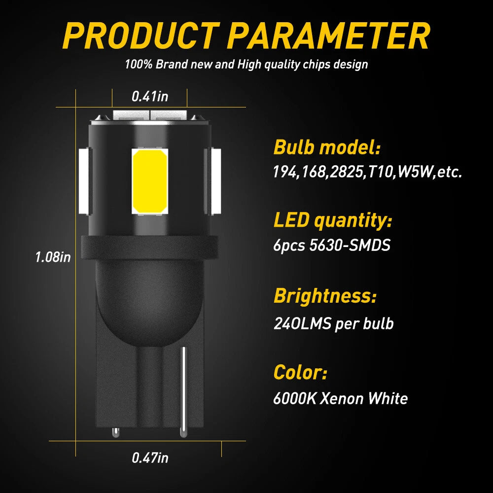 T10 12V W5W 4300k Standard Halogen Globes E4 Wedge 10Pcs