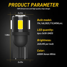 Load image into Gallery viewer, T10 12V W5W 4300k Standard Halogen Globes E4 Wedge 10Pcs