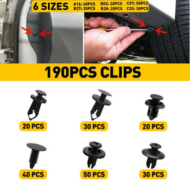 190pcs Car Trim Body Clips Kit Rivet Auto Retainer Panel Bumper Plastic Fastener