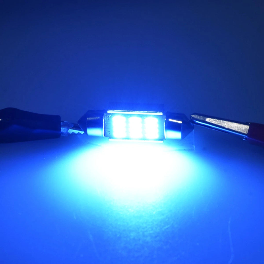 2x BLUE FESTOON LED INTERIOR DOME LIGHT MAP BULB GLOBE 12V CAR 4WD 36MM 12SMD