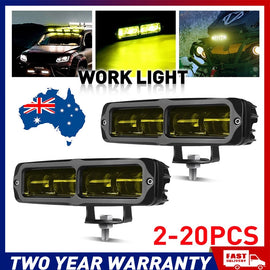 2-20x Universal 6in 60W LED Bar Pods Work Light Spot Driving Fog Amber Lamp A