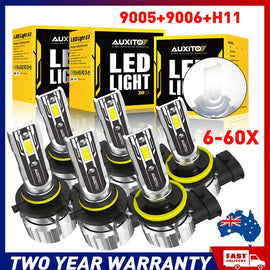 6-60x 9005 H11 9006 22000LM LED Headlight Bulbs High Low Beam 6500K White 12V A