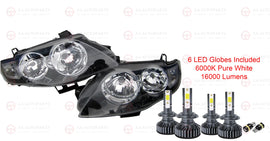 LED Black Headlights Pair Ford Falcon FG XT G6 G6E SERIES 1 & 2 2008-2014