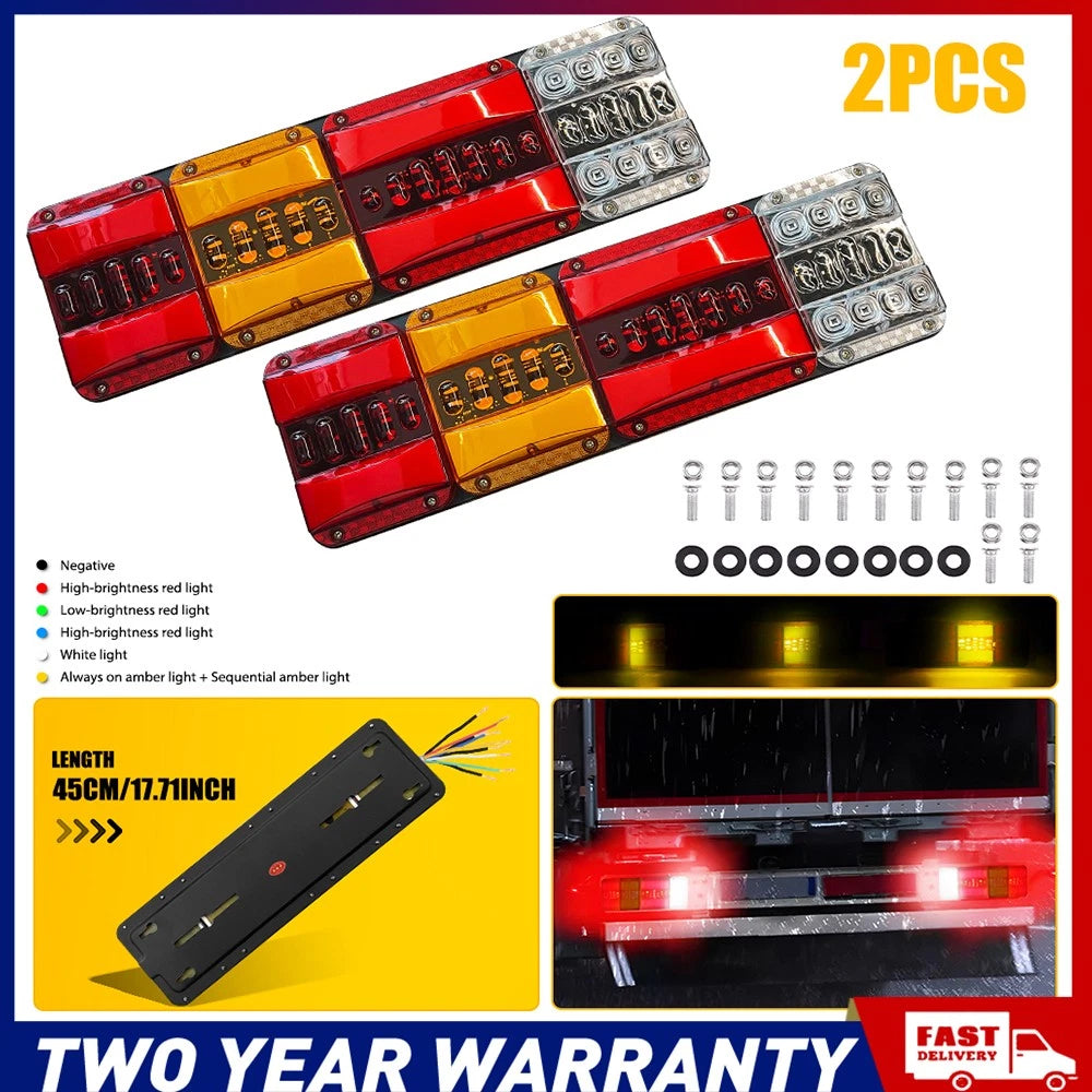 Pair of 244-LED sequential red and amber tail lights for trailers and trucks