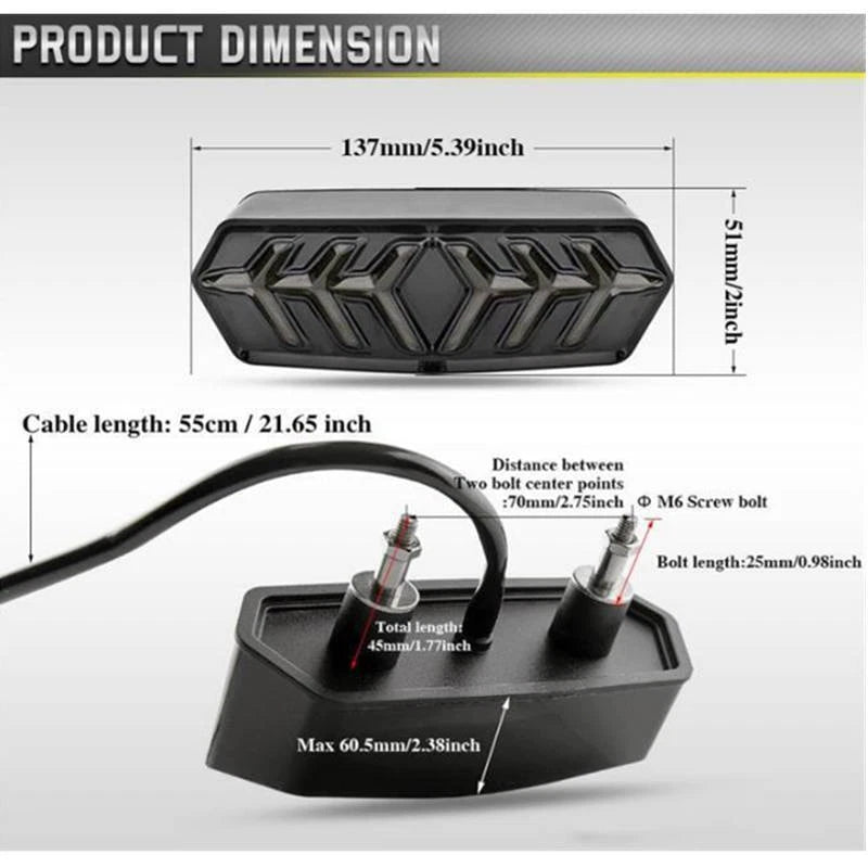 Motorcycle LED Tail Light Rear Brake Turn Signal For Honda Grom MSX 125 CBR650F