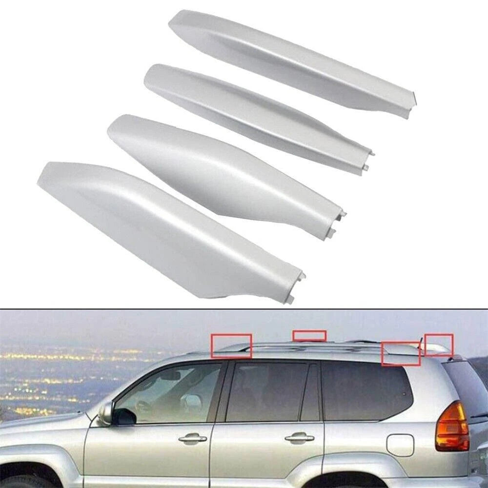 4x Roof Rack Rail End Cover for Toyota for Prado FJ120 /LC120 2003-2009 Silver