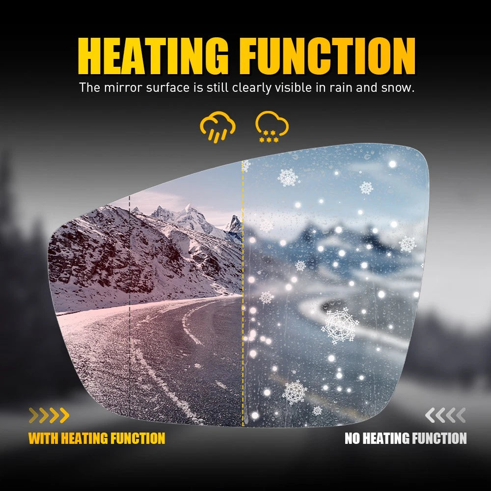 Left side mirror glass For VW POLO SERIES VI 05/10-09/17 HEATED Convex base