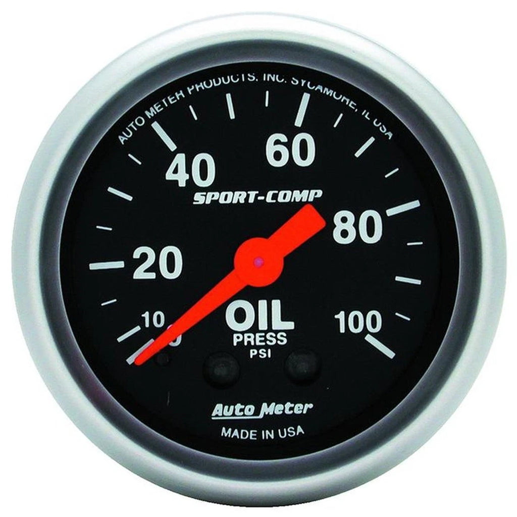 Autometer Sport Comp 2-1/16in Oil Pressure Gauge 0-100PSI Mechanical AU3321
