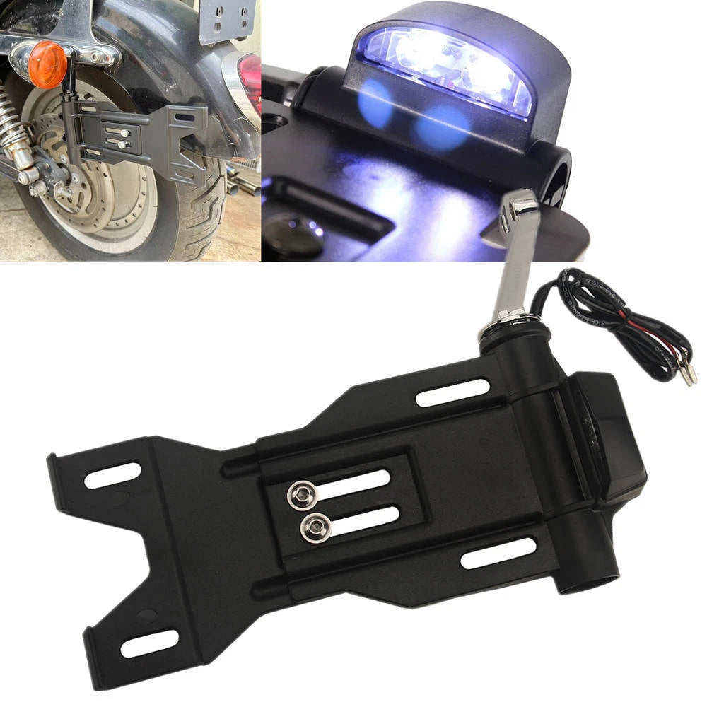 Side Mount Number Plate Holder w/LED Light for Harley Sportster 883 1200 48 04+