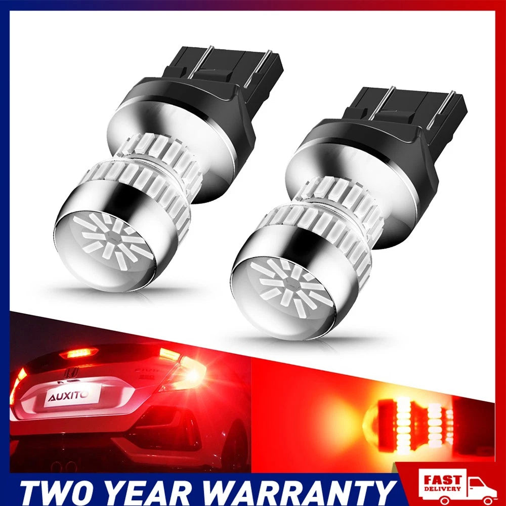 2X T20 7443 7440 RED LED CAR BRAKE STOP TAIL LIGHT BULB GLOBES 54SMD 4014 NEWA