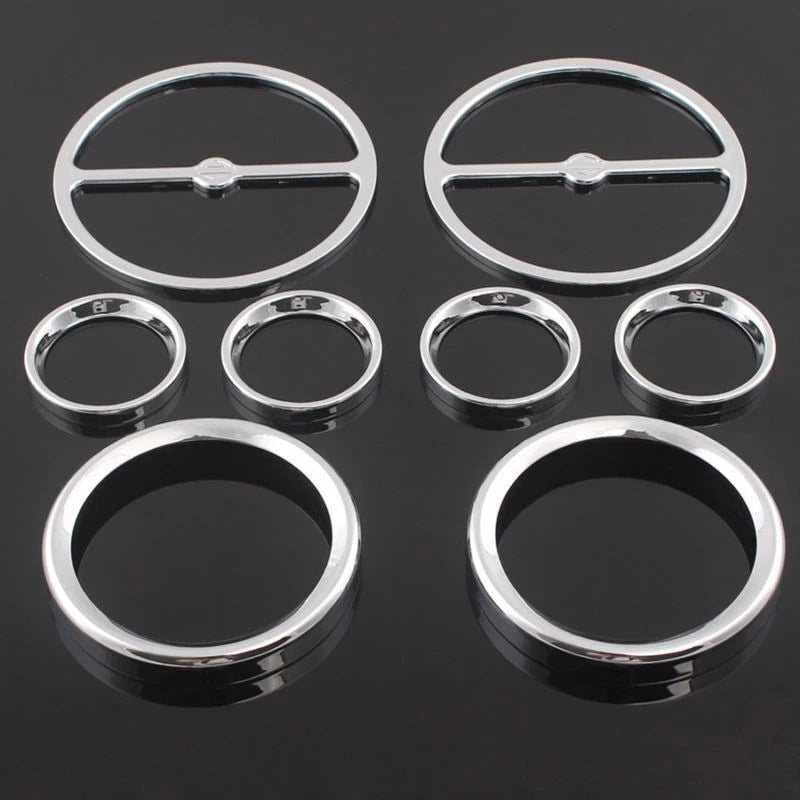 9 x Chrome Stereo Accent Speedometer Speaker Trim Ring Set for Harley Touring ST