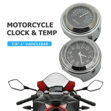 Load image into Gallery viewer, 2 IN 1 Motorcycle Chrom Handlebar Clock &amp; Thermometer Gauge For 7/8" to 1"ST