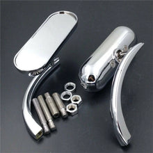 Load image into Gallery viewer, 2x Chrome Motorcycle Mini Oval Rearview Mirrors For Harley Softail FXST FXR FXD