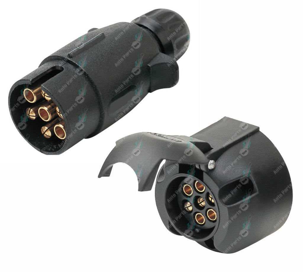ADR approved 7 pin large round plastic trailer plug and socket set