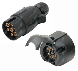 Trailer 7 Pin Large Round Plastic Plug & Socket Set ADR Approved TS7PLB TP7PLB