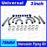 3" (76mm) Aluminum Universal Intercooler Turbo Piping & Blue Hose Kit