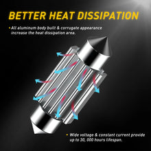 Load image into Gallery viewer, 2X AUXITO CAR LED 36MM FESTOON INTERIOR LIGHT WHITE BULB WEDGE AUTO DOME GLOBE