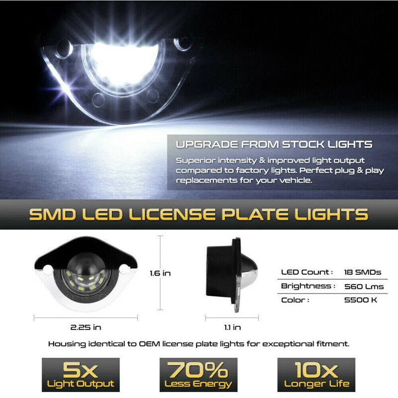 2x FOR FORD For MUSTANG 1994-2004 Car Rear Led Number License Plate Lights Lamps