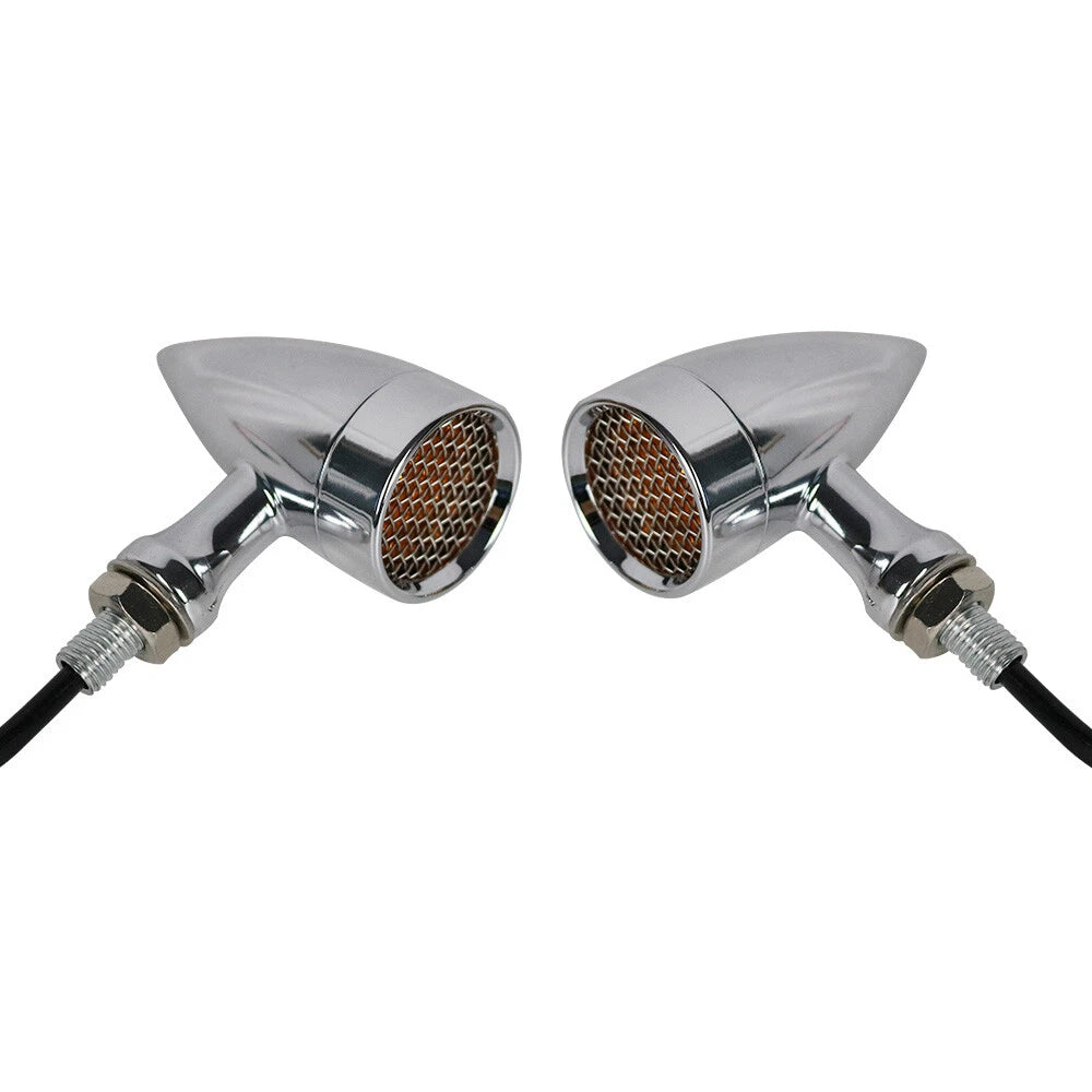 2x Motorcycle Bullet Indicator Turn Signal Lights For Harley Chopper Cafe Racer