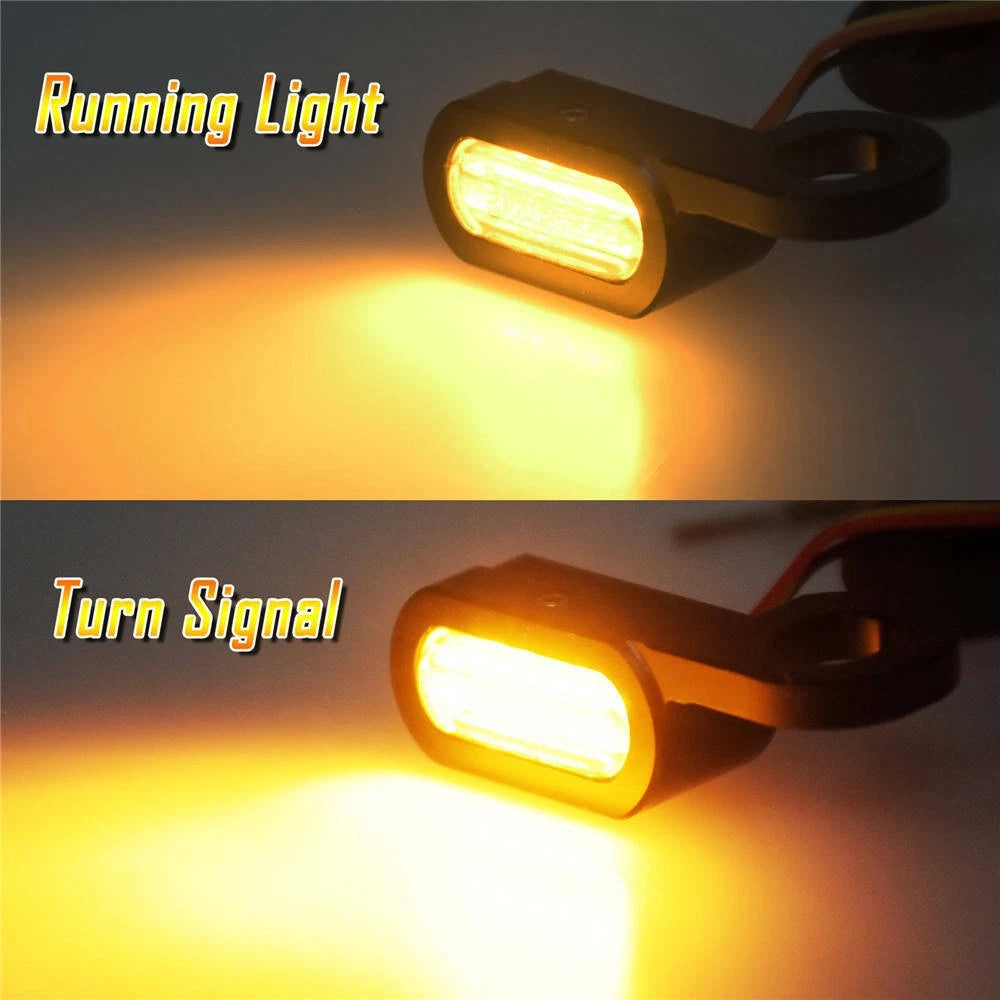 2X Chrome LED Turn Signal Indicator Running Light Fit For Harley Touring Softail