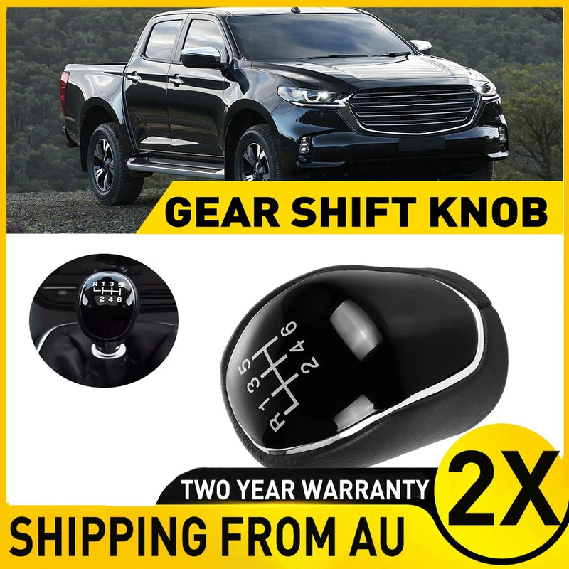 2x Leather 6-Speed Gear Shift Knobs for Ford Ranger & Mazda BT-50 Pro