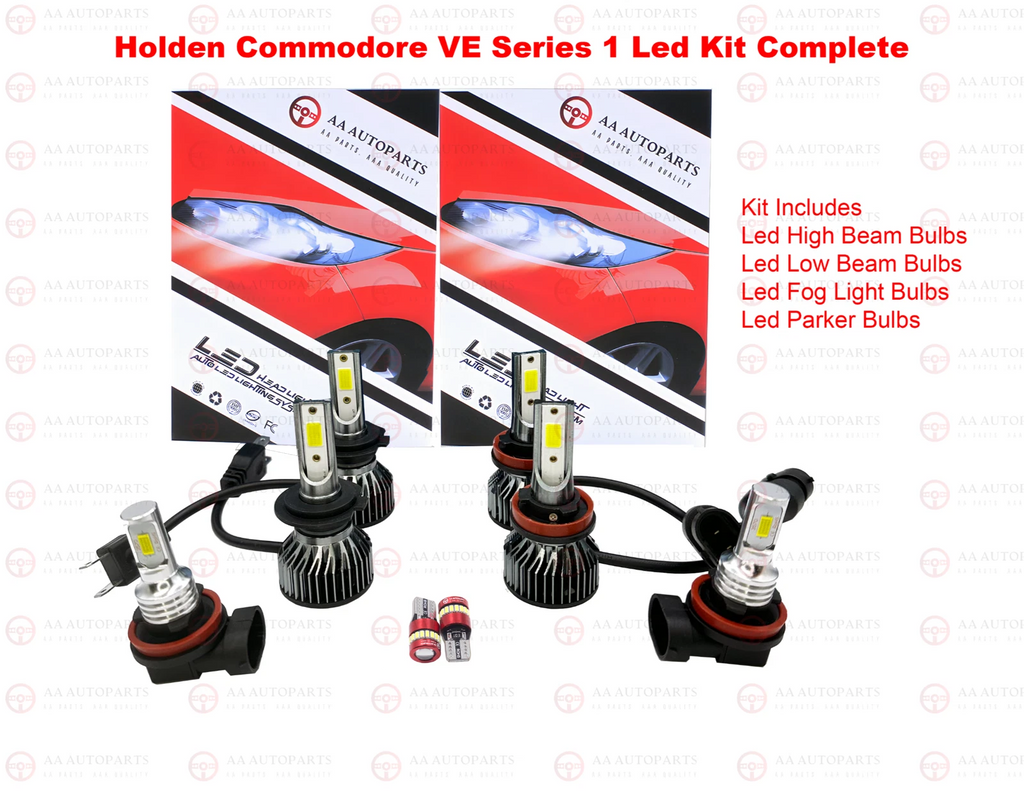 8-piece LED headlight and fog light bulb kit for Holden Commodore VE Series 1