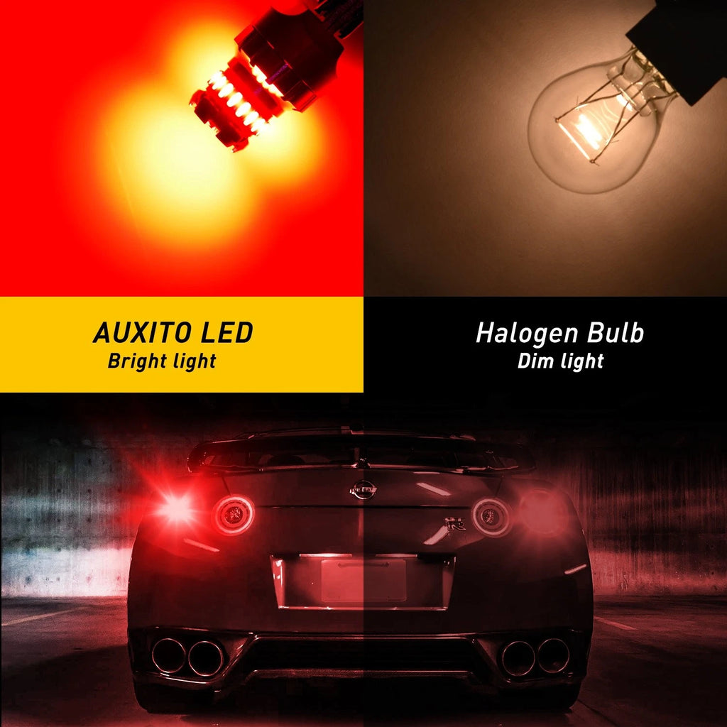 2-10x AUXITO 7443 7440 RED LED BRAKE STOP TAIL LIGHT BULBS GLOBE BRIGHT NEWA