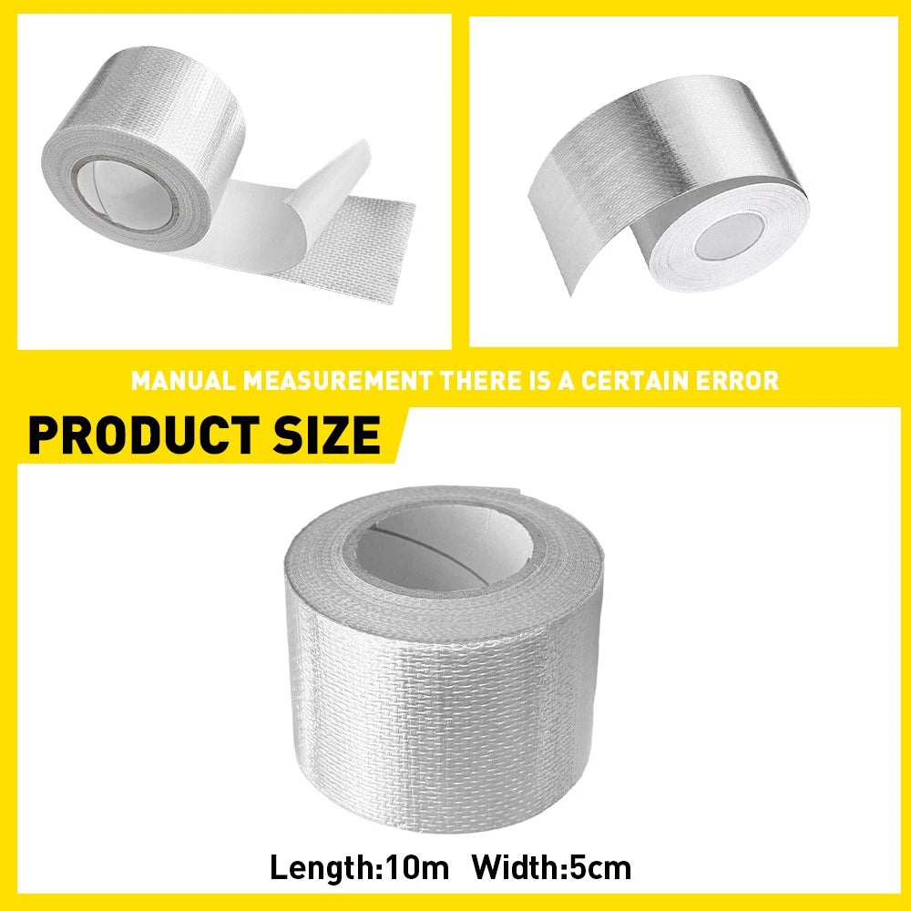 Silver Foil Heat Insulating Tape Hose Reflective Shield Adhesive 50mm X 10m