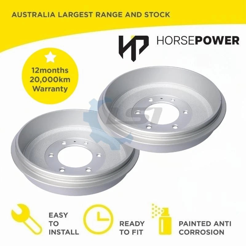 Rear brake drum pair for Holden Rodeo RA high ride 2003-2008, 295mm, 6-stud