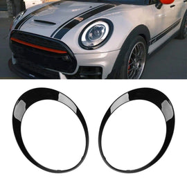 Pair Gloss Black Headlight Trim Ring Fit For MINI Clubman F54 2014-2019 15 16 S