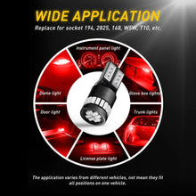 Load image into Gallery viewer, 2 X RED 12V T10 168 194 LED GLOBE REPLACEMENT LUMENS 240 FOR PARKERS DASH AUXITO