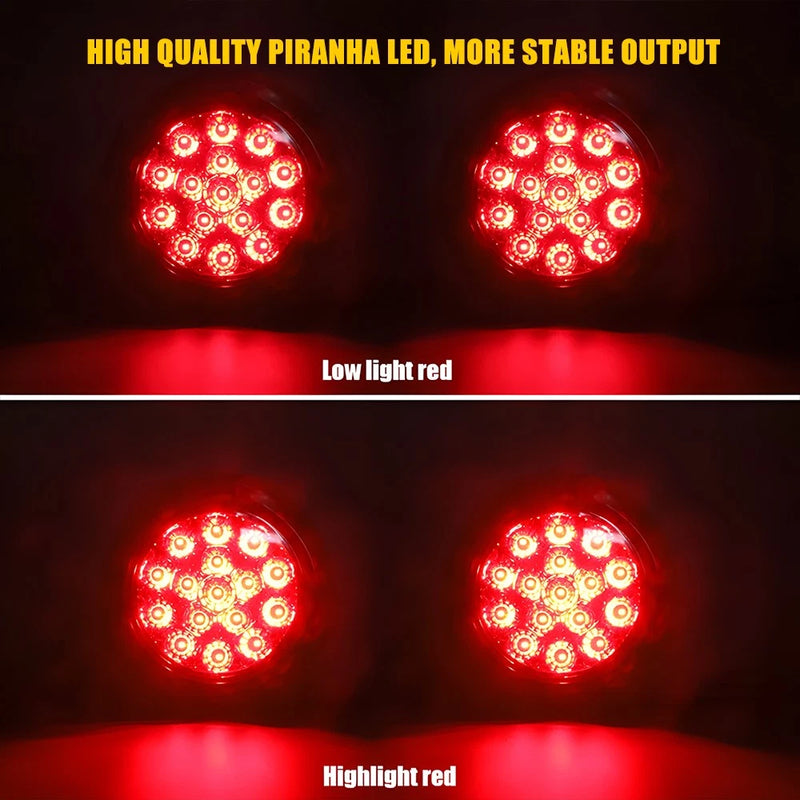 4" Round LED Tail Lights Stop Indicator for Trailer Truck Caravan