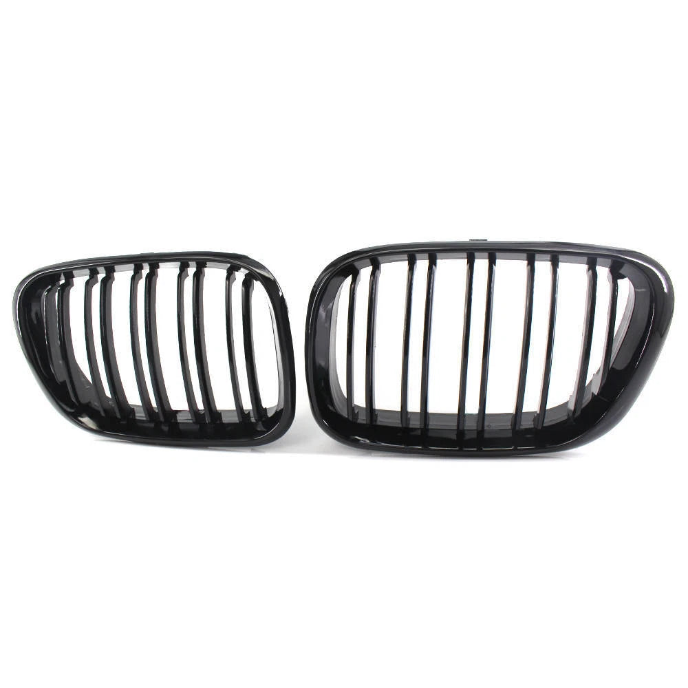 Gloss Black Dual Slat Front Kidney Grill Grilles For BMW X5 E53 2000-2003 01 02