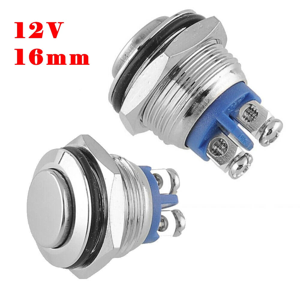 16MM Stainless Steel Momentary Dome Top Waterproof Metal Push Button Switch 12V