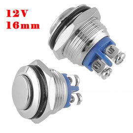 16MM Stainless Steel Momentary Dome Top Waterproof Metal Push Button Switch 12V