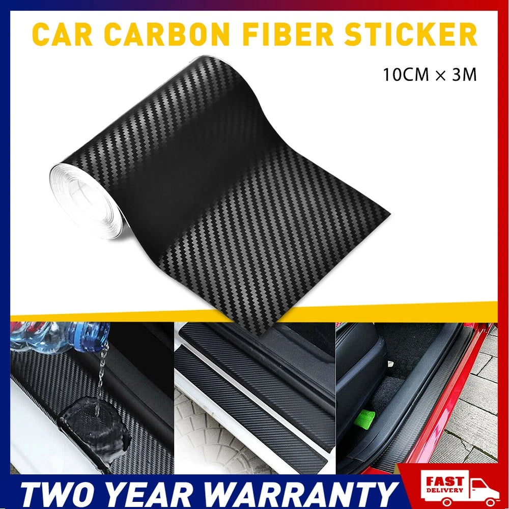10cm x 3m black 5D carbon fiber car door sill protection vinyl tape roll