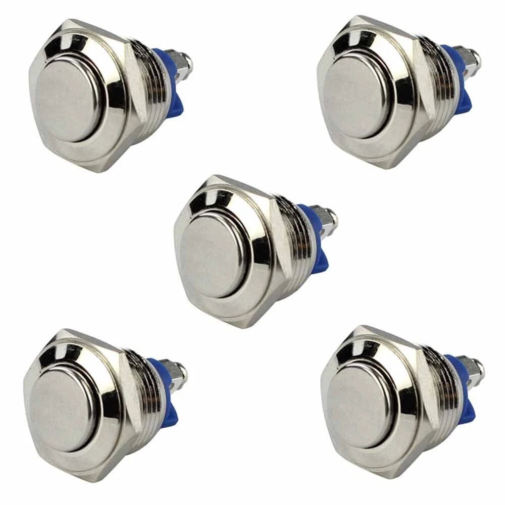 5PCS Waterproof Stainless Steel 16mm Momentary On off Push Buttom Switch Start