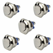 Load image into Gallery viewer, 5PCS Waterproof Stainless Steel 16mm Momentary On off Push Buttom Switch Start